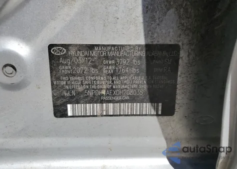 2013 Hyundai Elantra Gls from USA, damaged, VIN 5NPDH4AEXDH208035
